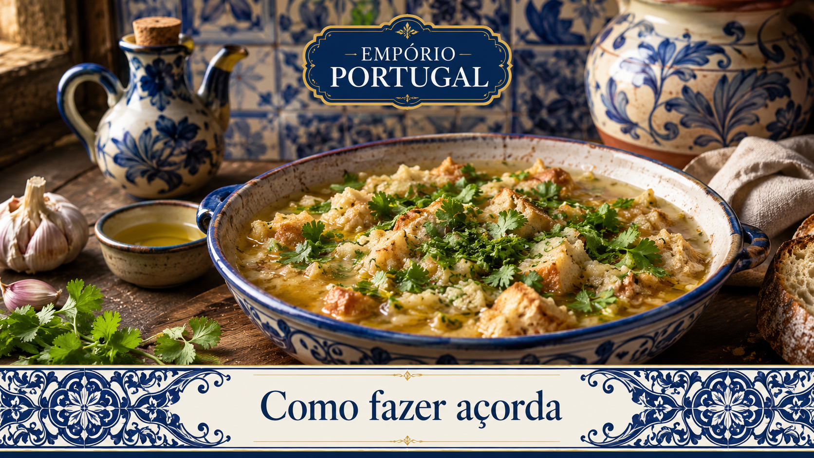 Como fazer açorda portuguesa com pão, alho, azeite e coentros