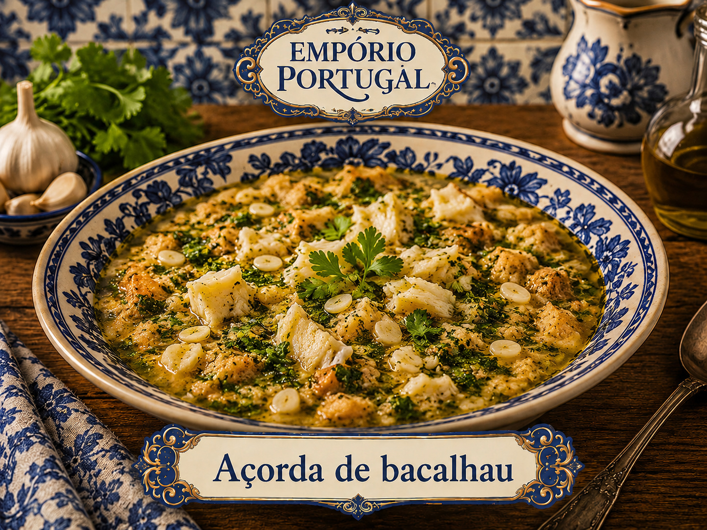 Foto de Açorda de bacalhau - receita portuguesa tradicional
