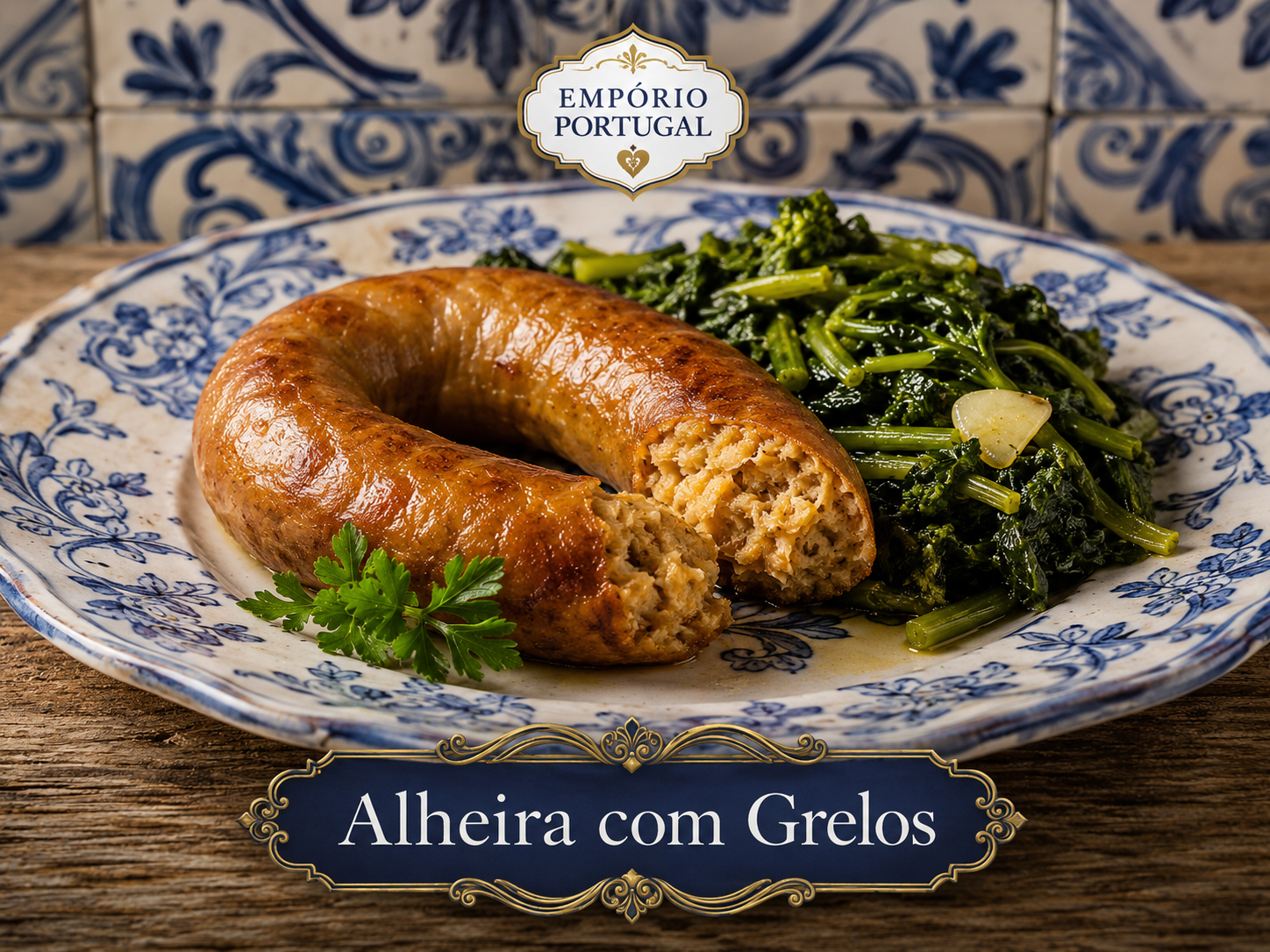 Foto de Alheira com grelos - receita portuguesa tradicional