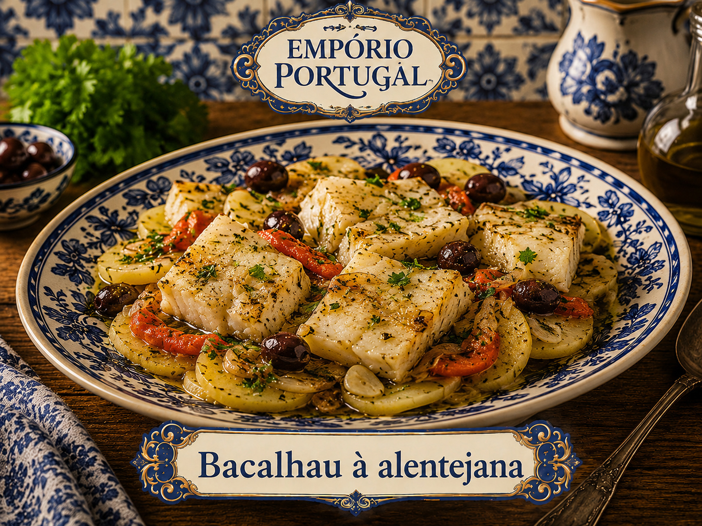 Foto de Bacalhau à alentejana - receita portuguesa tradicional
