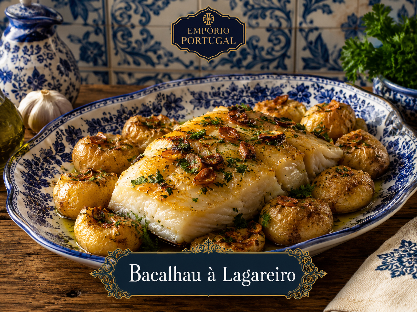 Foto de Bacalhau à lagareiro - receita portuguesa tradicional