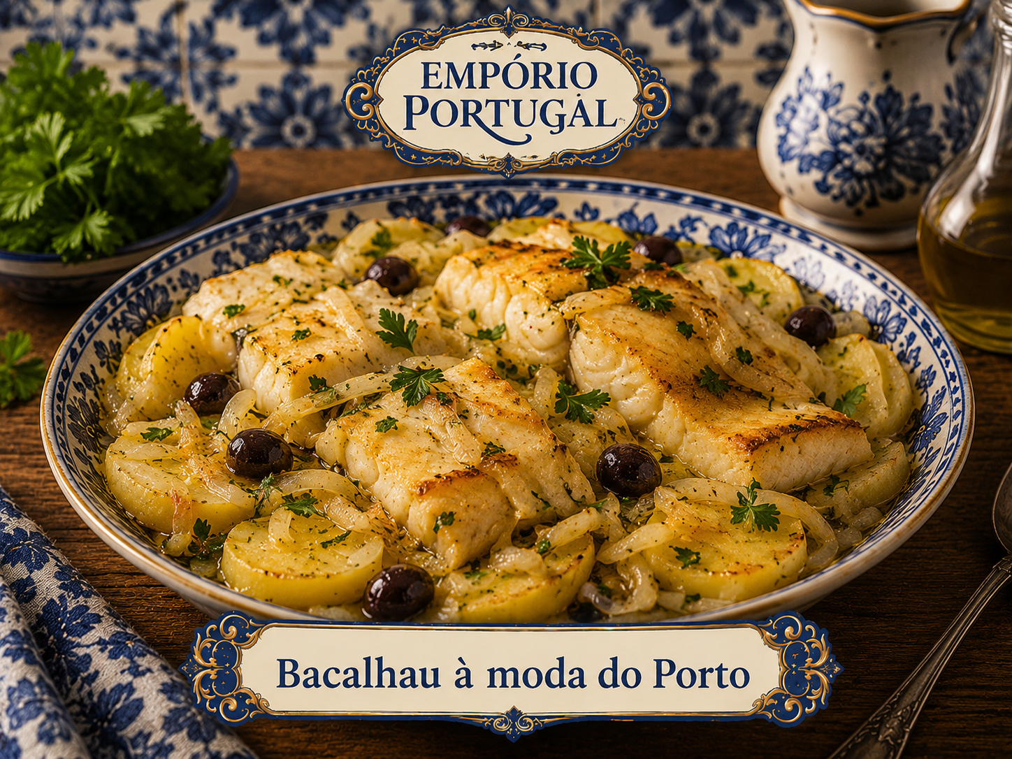 Foto de Bacalhau à moda do Porto - receita portuguesa tradicional