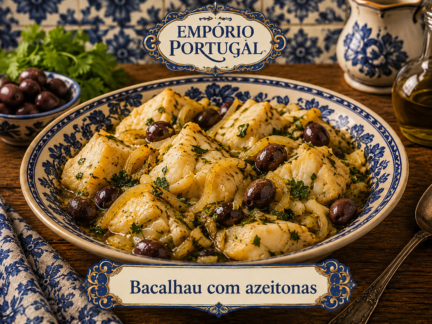 Foto de Bacalhau com azeitonas - receita portuguesa tradicional