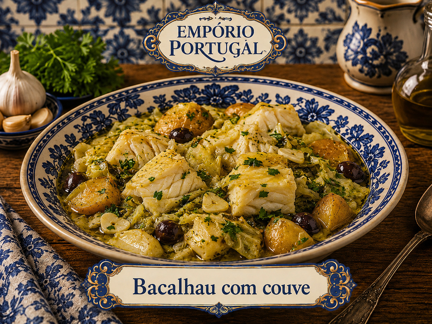 Foto de Bacalhau com couve - receita portuguesa tradicional