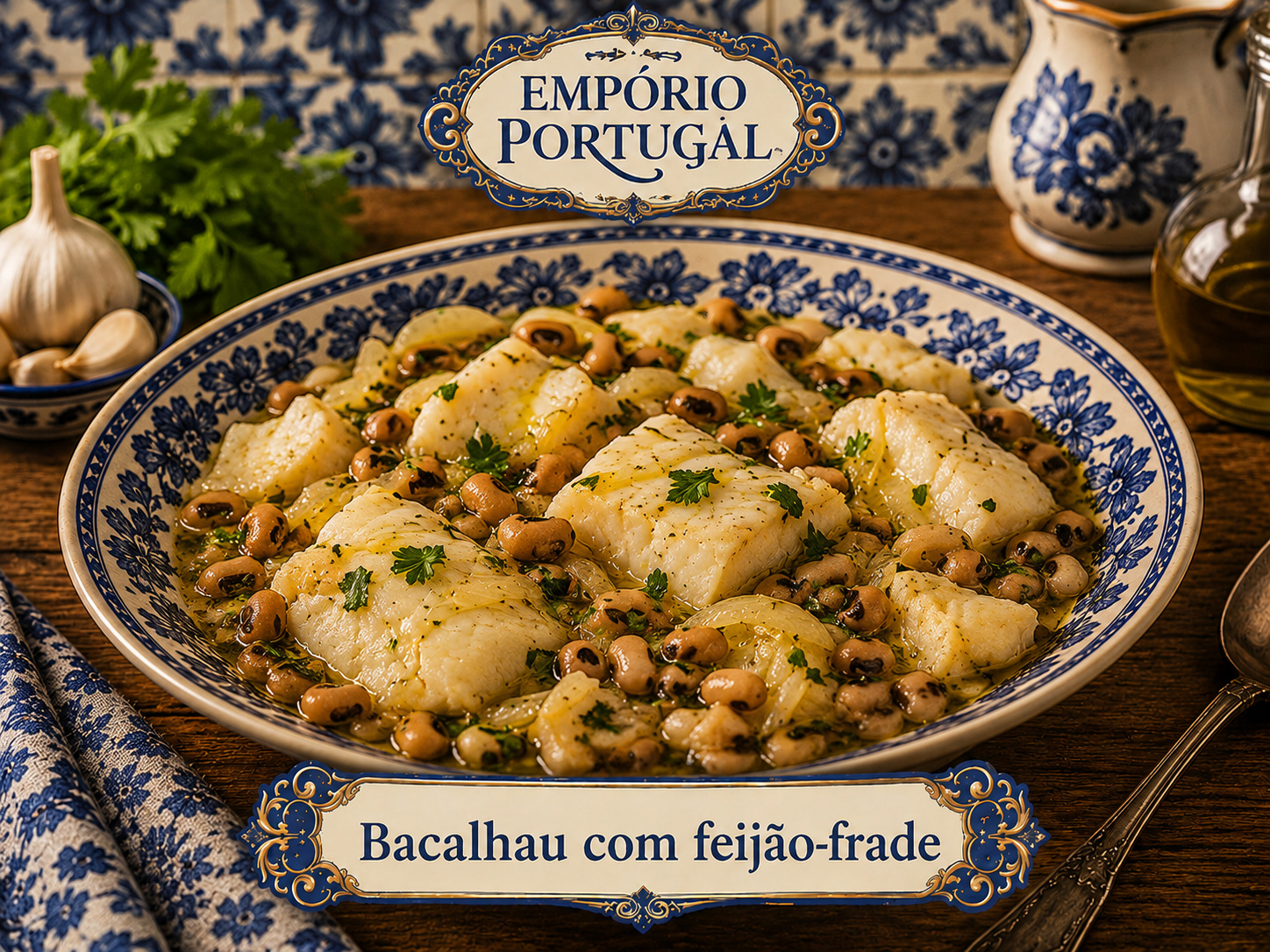 Foto de Bacalhau com feijão-frade - receita portuguesa tradicional