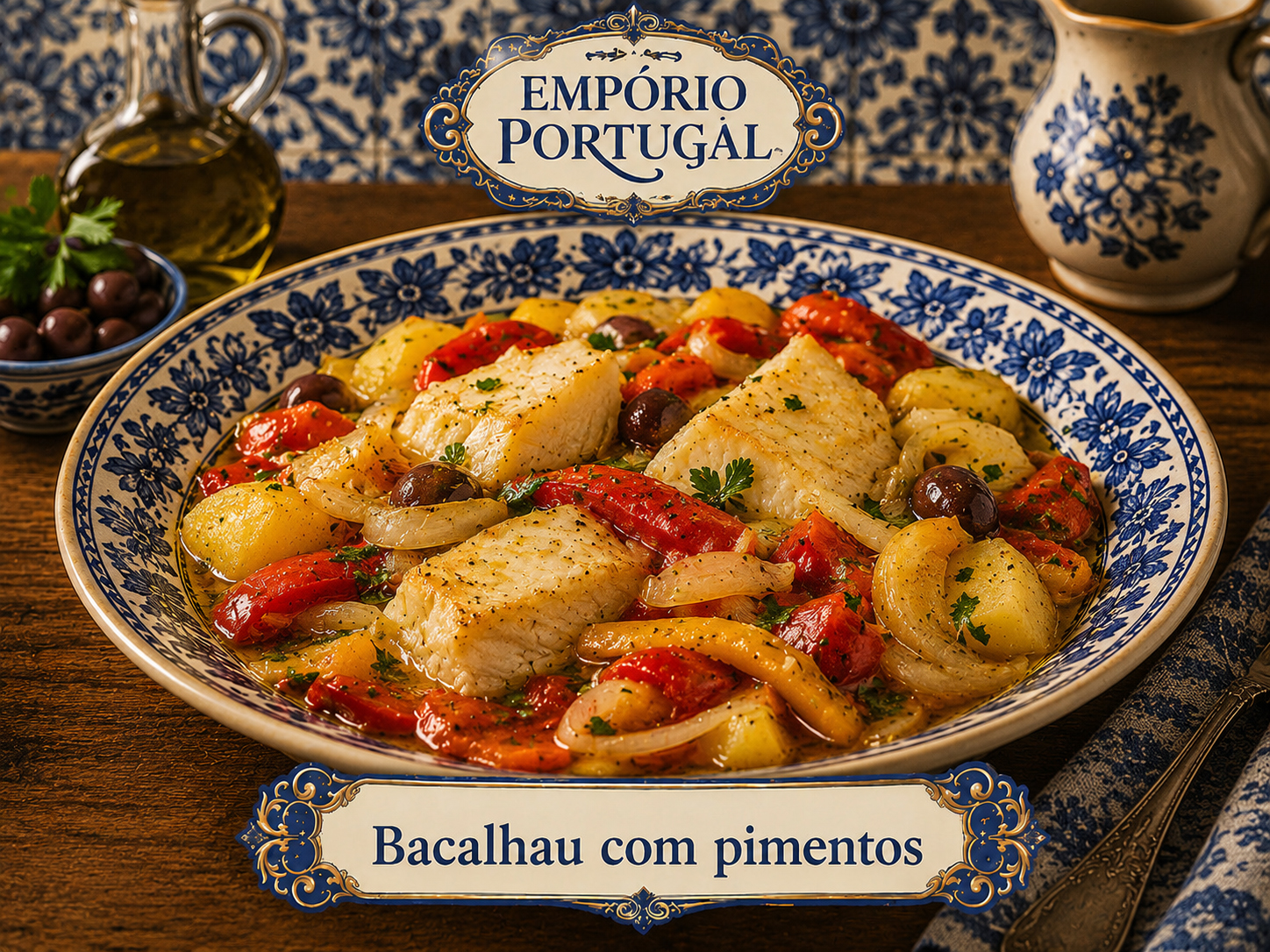 Foto de Bacalhau com pimentos - receita portuguesa tradicional