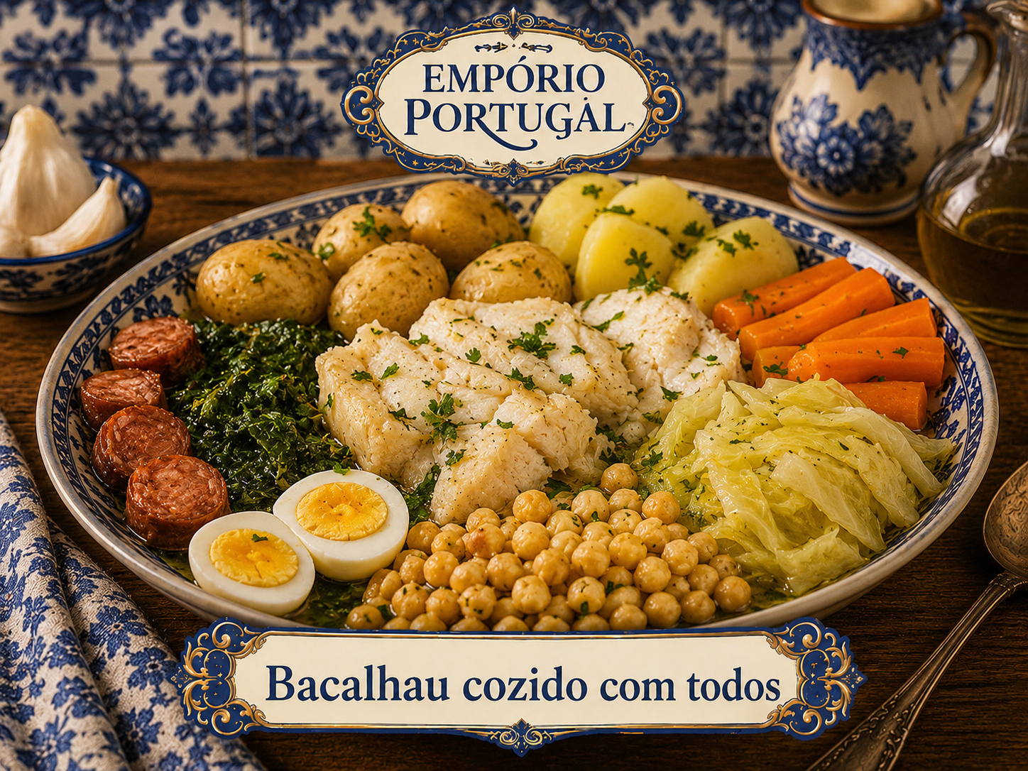 Foto de Bacalhau cozido com todos - receita portuguesa tradicional