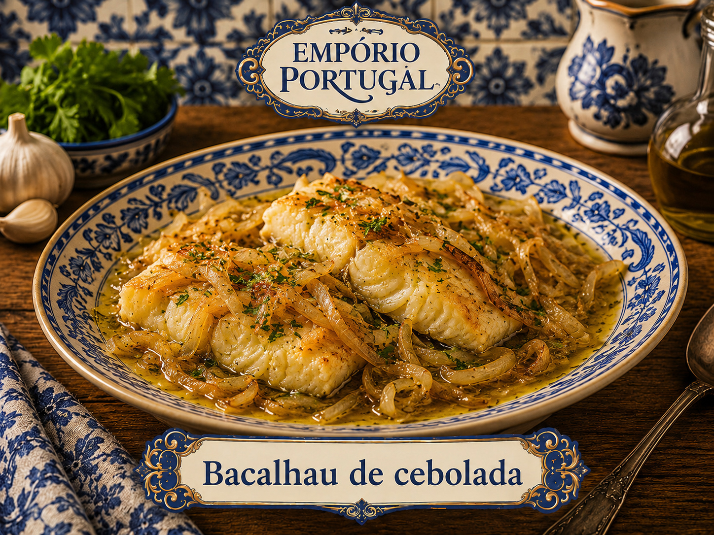 Foto de Bacalhau de cebolada - receita portuguesa tradicional