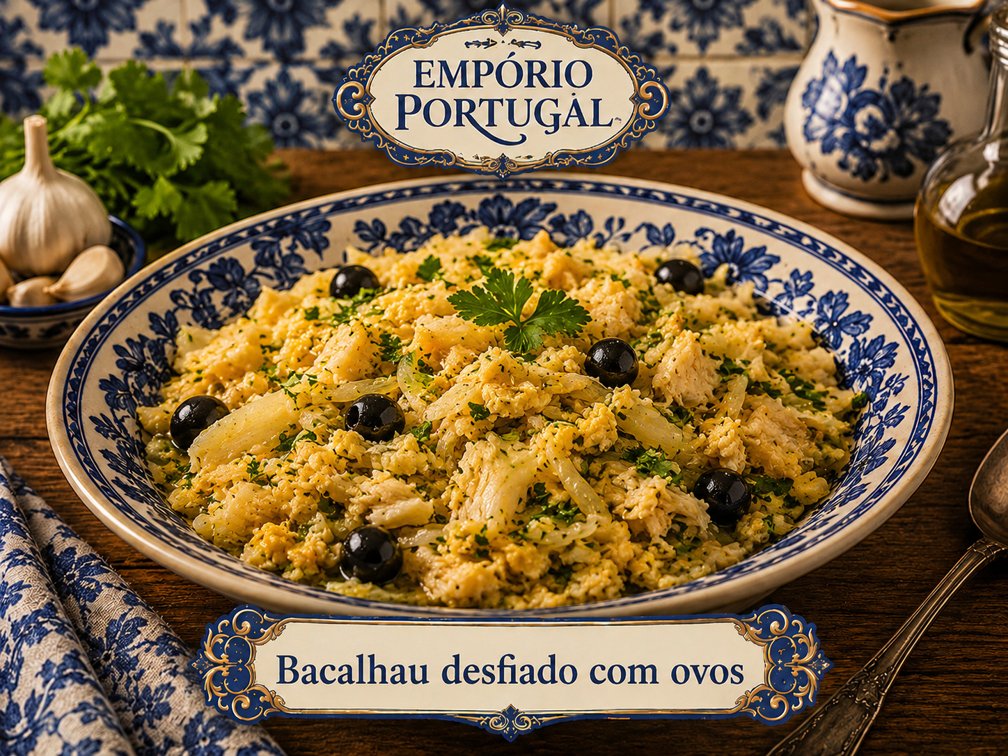 Foto de Bacalhau desfiado com ovos - receita portuguesa tradicional