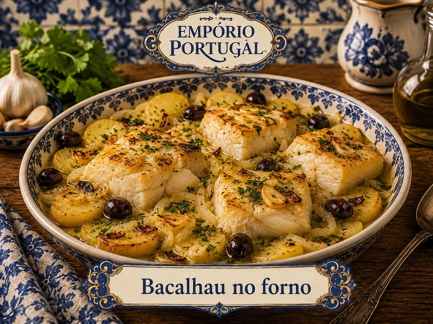 Foto de Bacalhau no forno - receita portuguesa tradicional