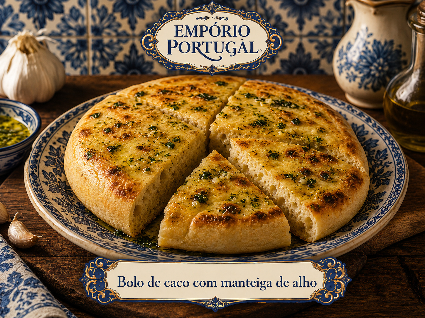 Foto de Bolo de caco com manteiga de alho - doce portugues tradicional
