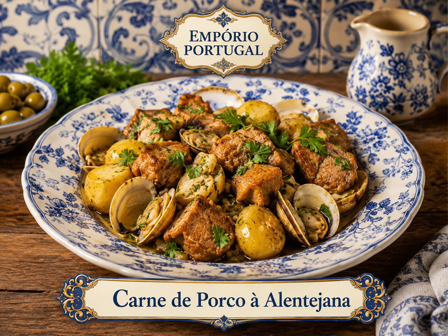 Carne de porco à alentejana — receita portuguesa tradicional