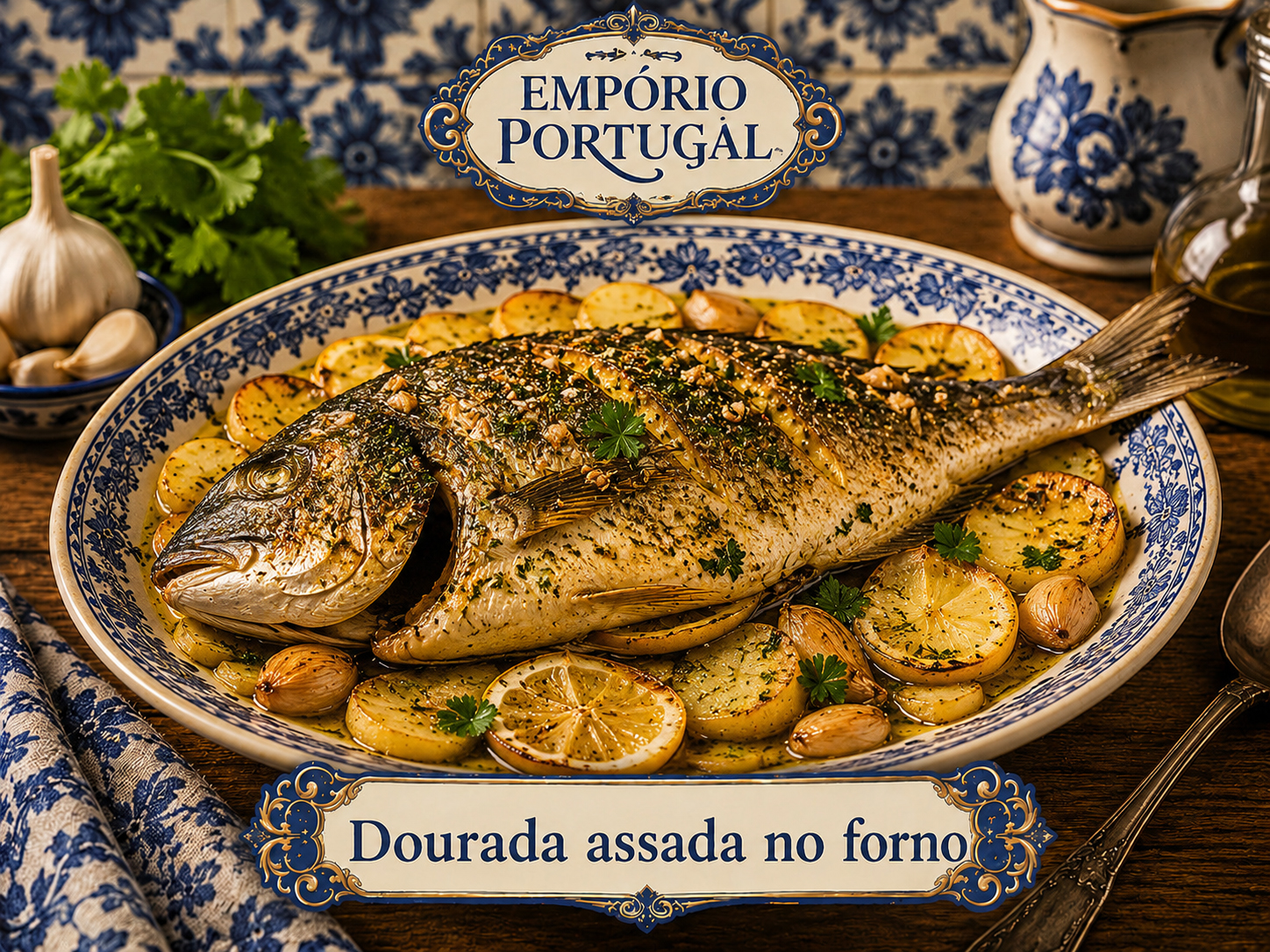 Foto de Dourada assada no forno - receita portuguesa tradicional