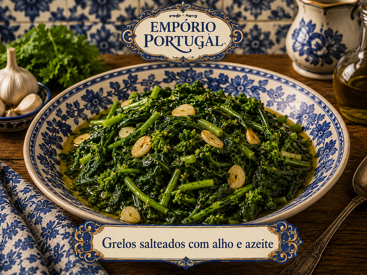 Foto de Grelos salteados com alho e azeite - receita portuguesa tradicional