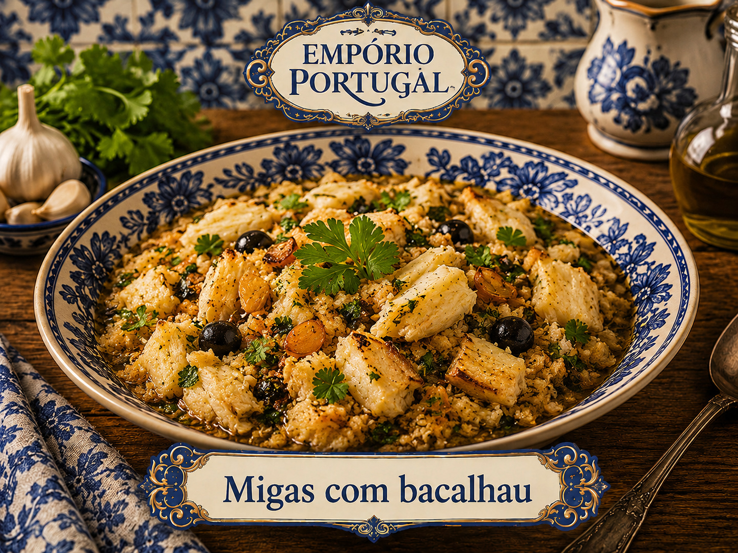 Foto de Migas com bacalhau - receita portuguesa tradicional