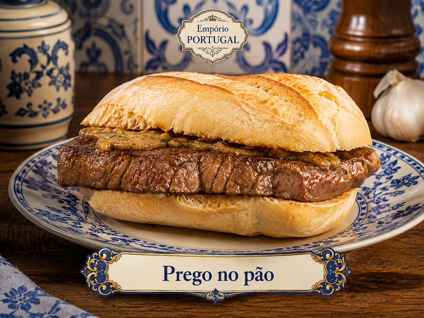Foto de Prego no pão - receita portuguesa tradicional