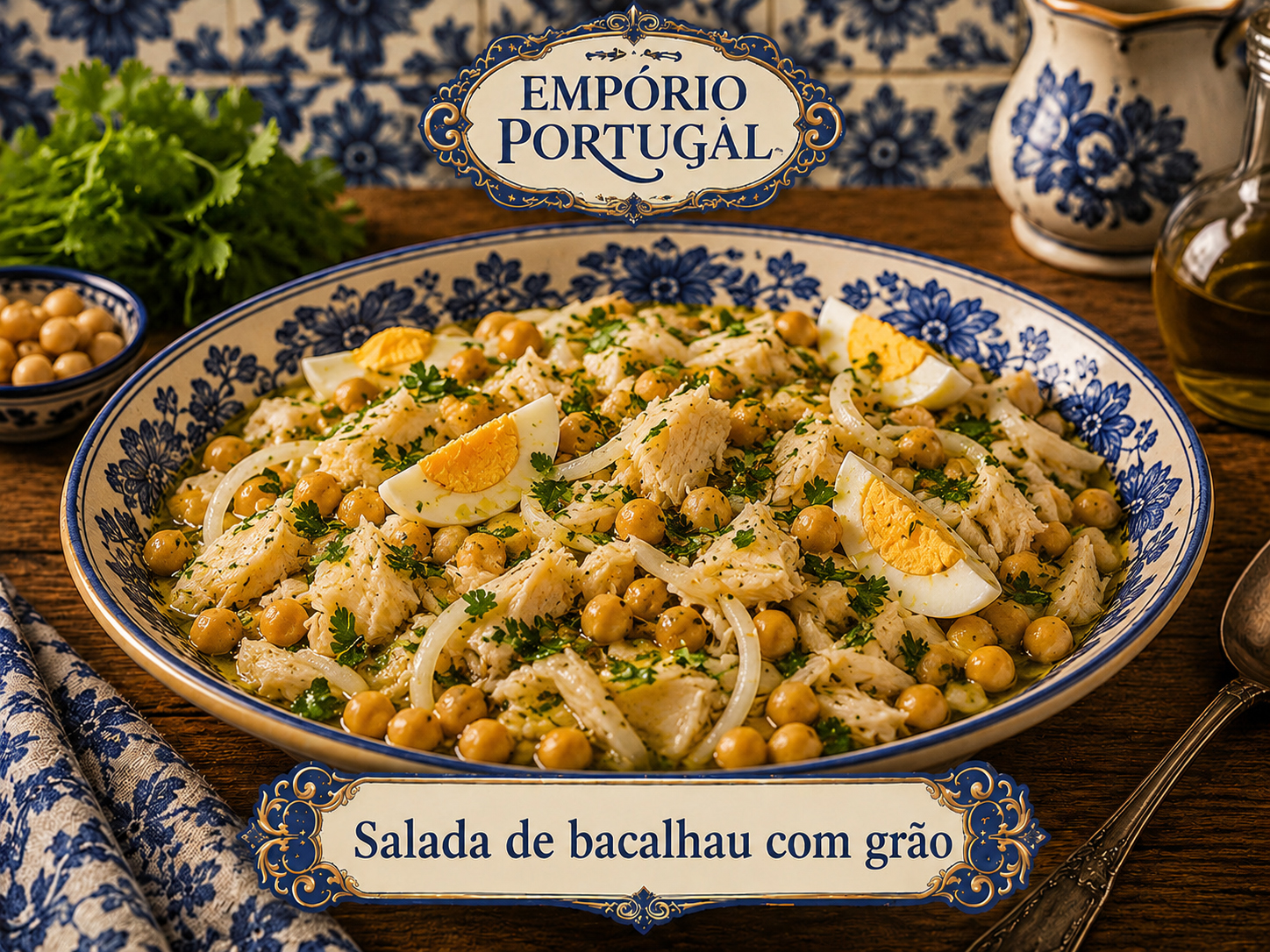 Foto de Salada de bacalhau com grão - receita portuguesa tradicional