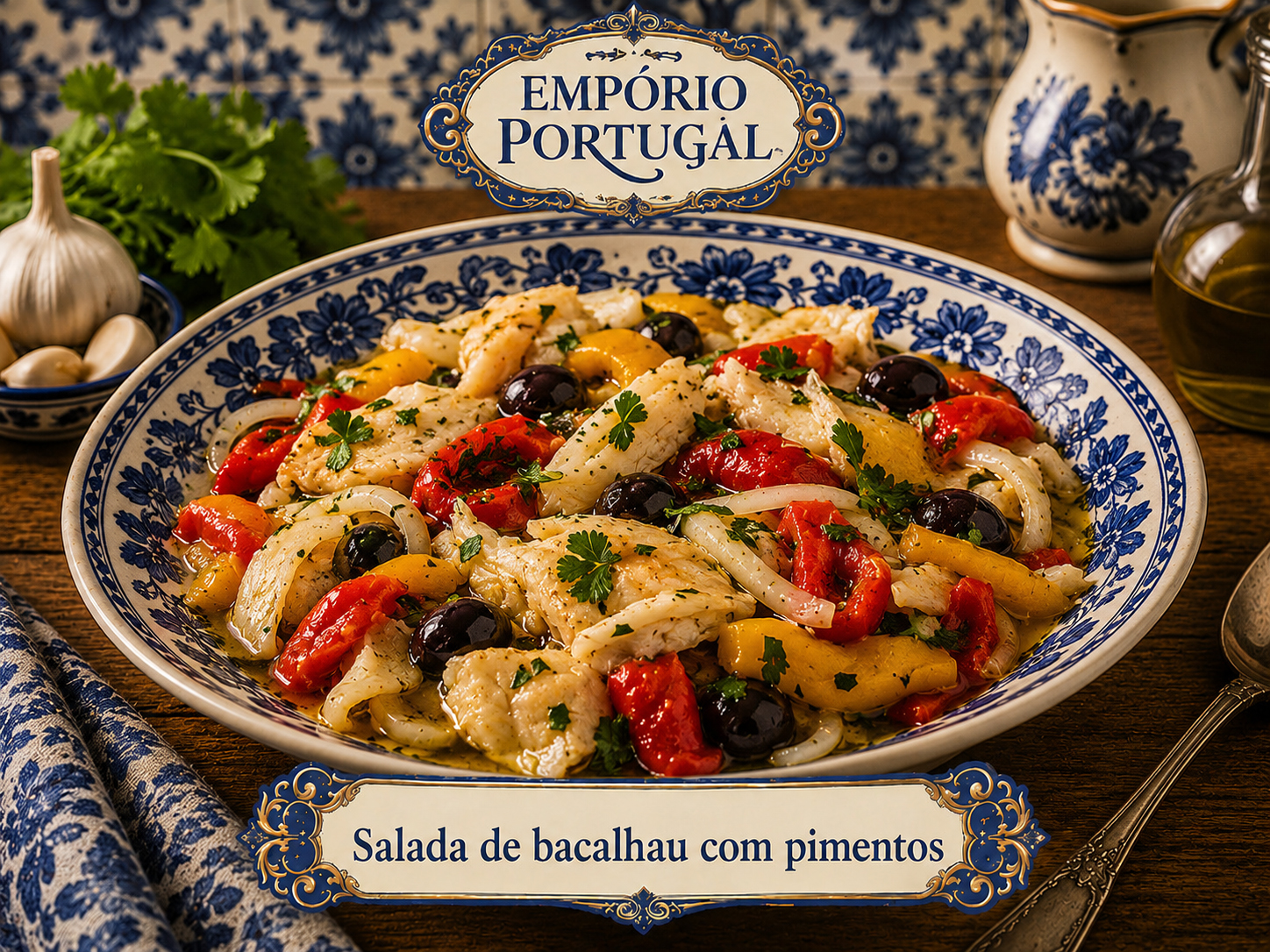 Foto de Salada de bacalhau com pimentos - receita portuguesa tradicional