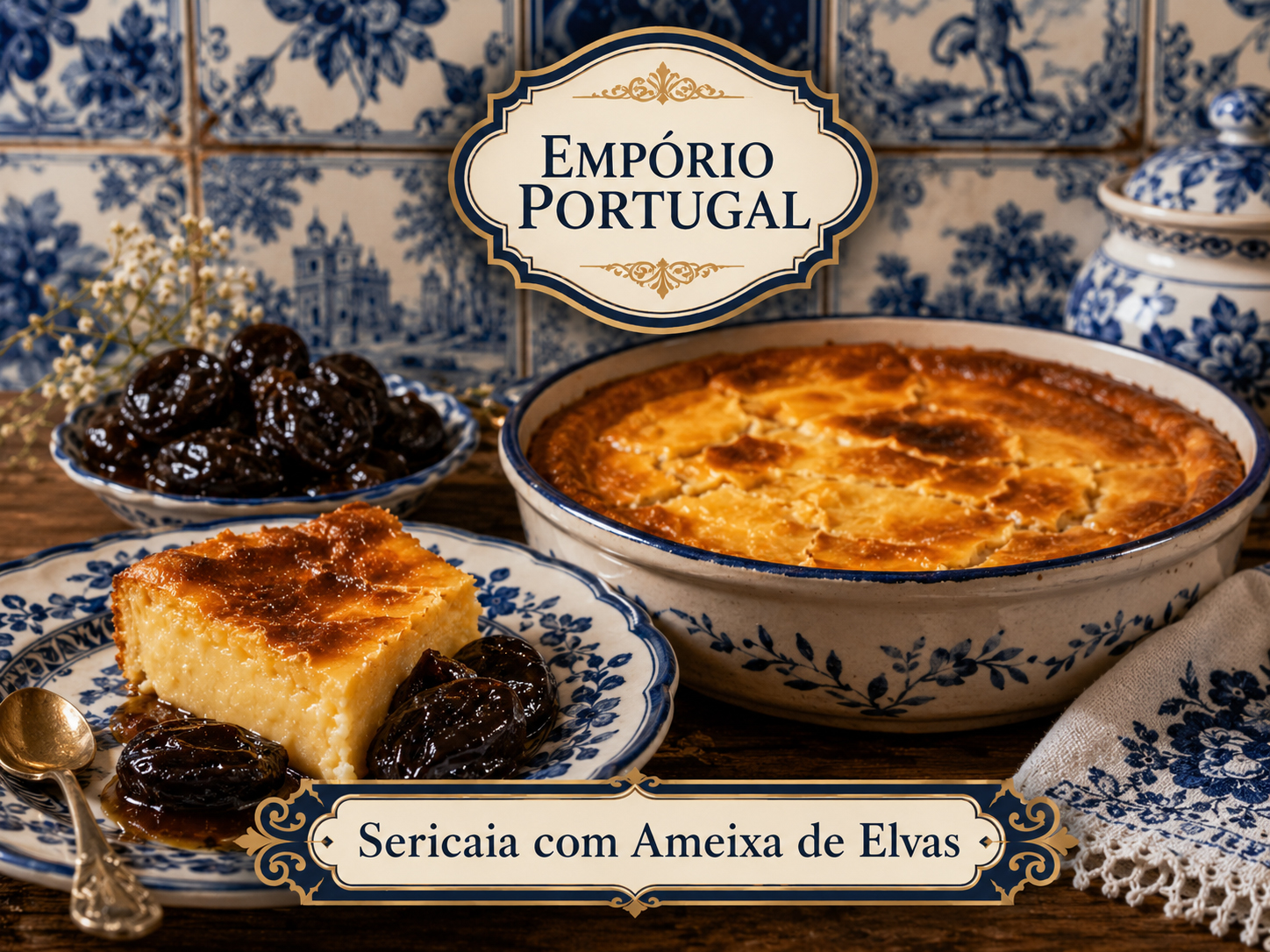 Foto de Sericaia com ameixa de Elvas - doce portugues tradicional