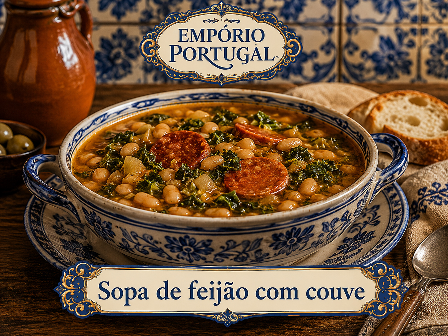 Foto de Sopa de feijão com couve - receita portuguesa tradicional
