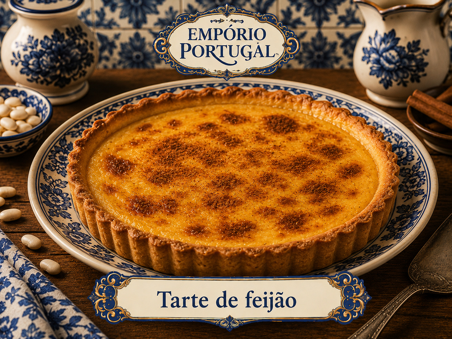 Foto de Tarte de feijão - doce portugues tradicional