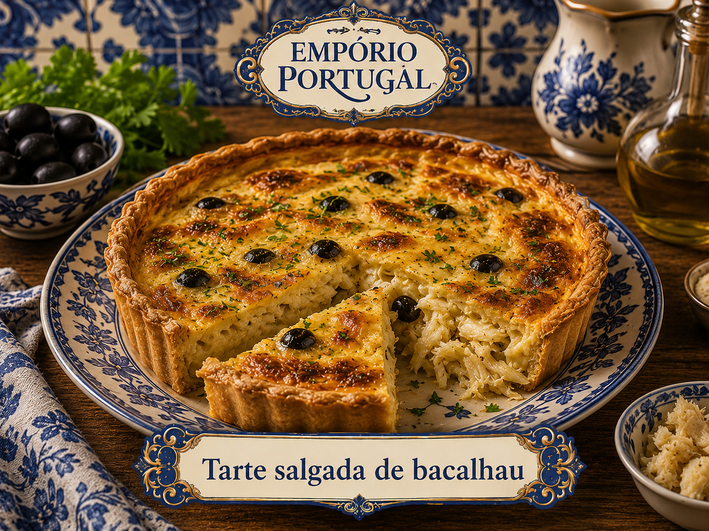 Foto de Tarte salgada de bacalhau - receita portuguesa tradicional
