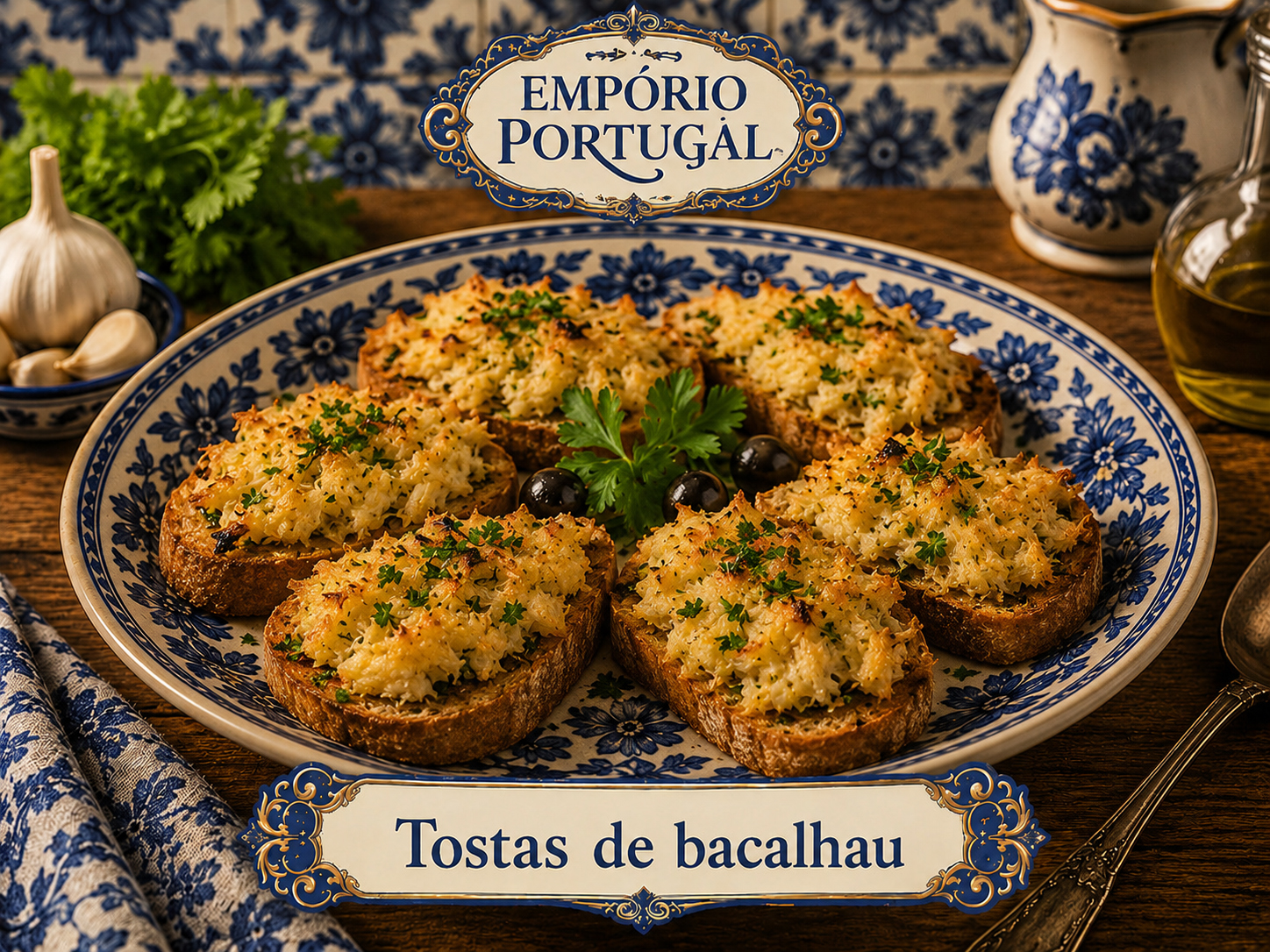 Foto de Tostas de bacalhau - receita portuguesa tradicional